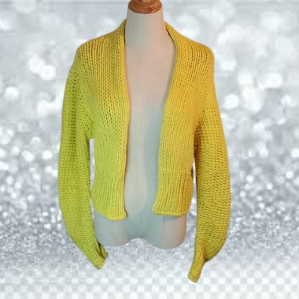 Free People Yellow Cropped Cardigan